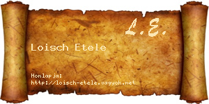 Loisch Etele névjegykártya